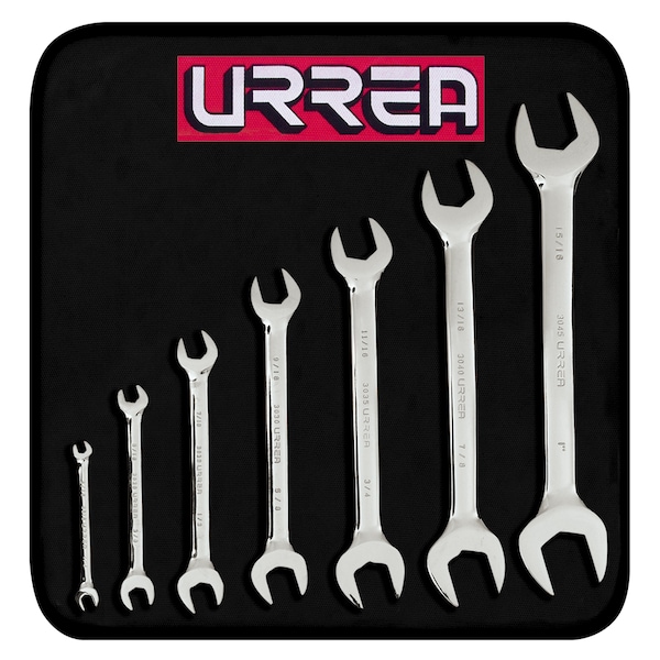 Full polished Open-end Wrench Set (7 pieces), inches